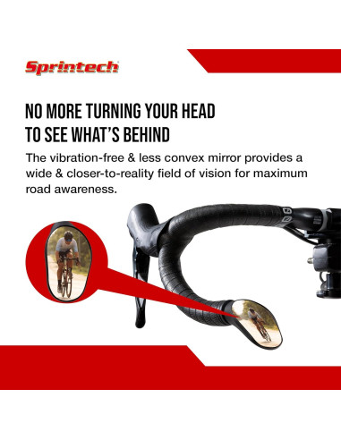Espejo Convexo para Bicicleta Sprintech XL Negro - Montaje en Manillar