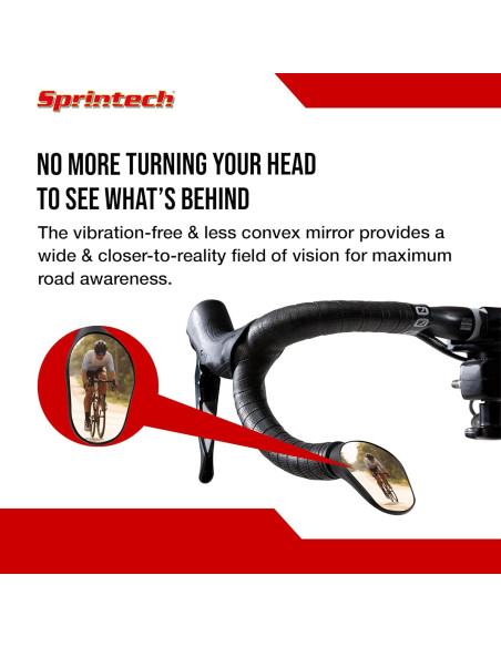 Espejo Convexo para Bicicleta Sprintech XL Negro - Montaje en Manillar