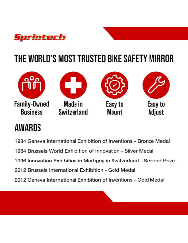 Espejo Convexo para Bicicleta Sprintech XL Negro - Montaje en Manillar