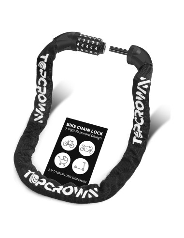 Candado de Cadena Antirrobo Topcrown 0.97m Combinación 5 Dígitos