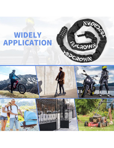 Candado de Cadena Antirrobo Topcrown 0.97m Combinación 5 Dígitos