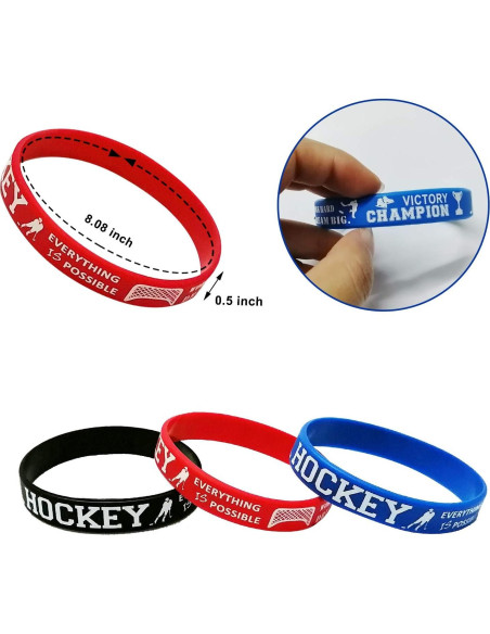 24 Pulseras de Silicona Motivacionales Hockey TuRin