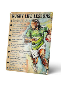 Cartel de Metal Lecciones de Vida Rugby 20x30 cm Vintage