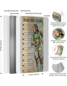 Cartel de Metal Lecciones de Vida Rugby 20x30 cm Vintage 2