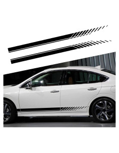 Calcomanías Lateral Auto SUNJIKA Vinilo Negro 190x9cm 2PCS