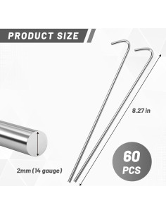 Sujetadores de Cerca de Cadena U0U 21cm Aluminio 60 Piezas 2