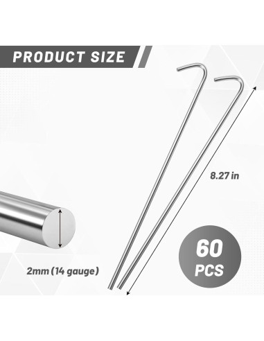 Sujetadores de Cerca de Cadena U0U 21cm Aluminio 60 Piezas