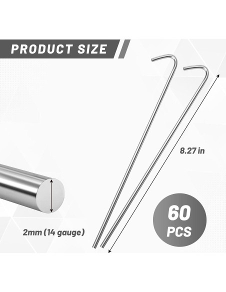 Sujetadores de Cerca de Cadena U0U 21cm Aluminio 60 Piezas