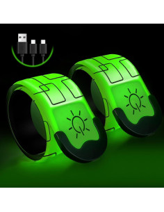 Brazaletes LED Recargables Xeiophoy para Correr 2 Pcs 2