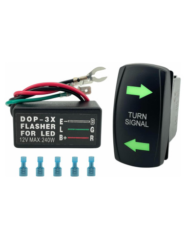 Interruptor de señal de giro ALTBET con LED verde 20A 12V