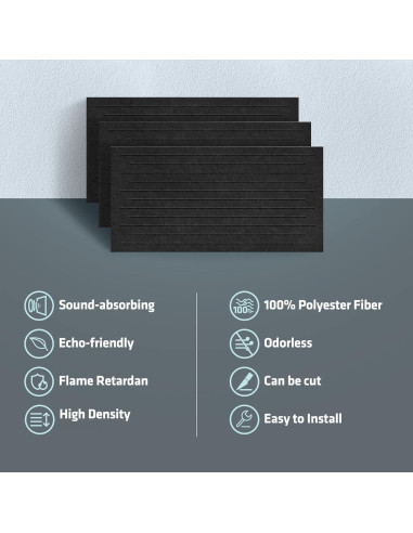 Paneles Acústicos Aislantes UMIACOUSTICS 3 PCS 121.9x61cm Negro
