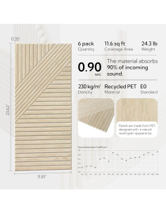 Paneles Acústicos Autoadhesivos Olanglab 6 Pzs 60x30 cm Roble 2