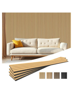 Paneles Acústicos de Madera 4 Piezas 240x20 cm Nogal Claro