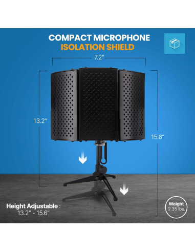 Escudo de Aislamiento de Micrófono Pyle PSMRS08.5 - Espuma Acústica Ajustable