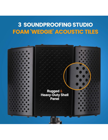 Escudo de Aislamiento de Micrófono Pyle PSMRS08.5 - Espuma Acústica Ajustable