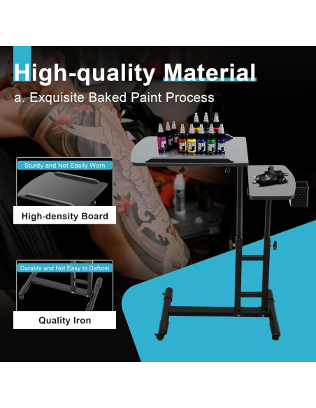 Mesa de Trabajo Móvil KinHall para Tatuajes Ajustable 65-97cm