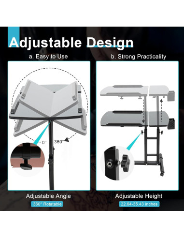 Mesa de Trabajo Móvil KinHall para Tatuajes Ajustable 65-97cm