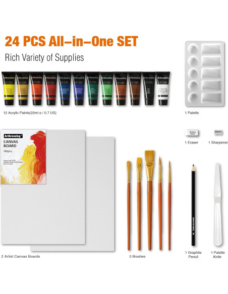 Juego de Pintura Acrílica Artbreezing 24 Piezas 22 ml