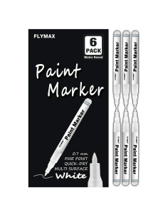 Bolígrafo de Pintura Acrílica Blanca FLYMAX 0.7mm Paquete 6