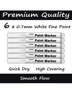 Bolígrafo de Pintura Acrílica Blanca FLYMAX 0.7mm Paquete 6 2