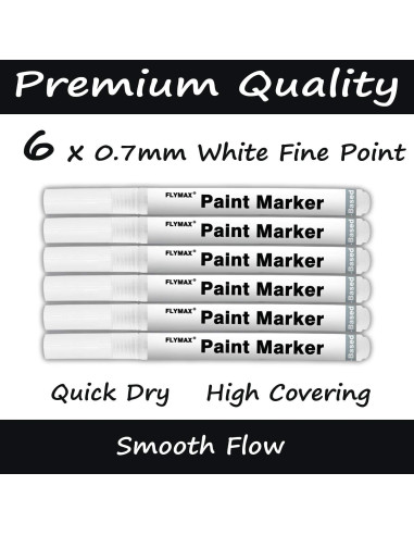 Bolígrafo de Pintura Acrílica Blanca FLYMAX 0.7mm Paquete 6