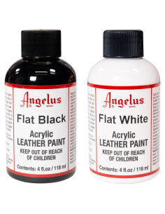 Pintura Acrílica Angelus para Cuero 236 ml - Negro Mate y Blanco Mate