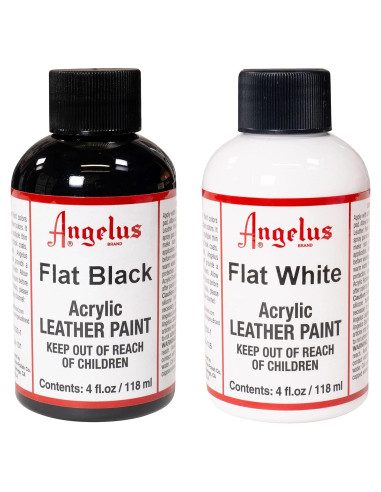Pintura Acrílica Angelus para Cuero 236 ml - Negro Mate y Blanco Mate