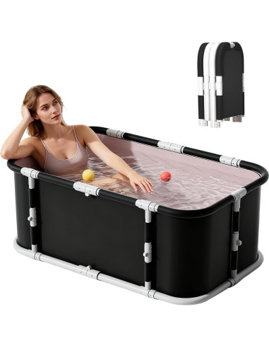 Bañera Plegable Simcat 1.2m Negra con Cojín y Drenaje