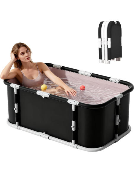 Bañera Plegable Simcat 1.2m Negra con Cojín y Drenaje