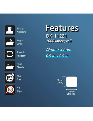 Etiquetas cuadradas BETCKEY DK-1221 23mm x 23mm 10 rollos