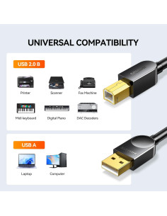 Cable de Impresora USB 2.0 SAMZHE 1.5M Alta Velocidad 2