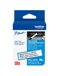 Tubo Termocontraíble Brother HSe231E 11.2mm Negro sobre Blanco