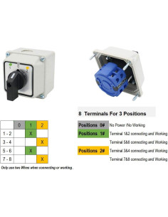 Interruptor de Cambio Rotativo Baomain SZW26-20 660V 20A 3 Posiciones 2