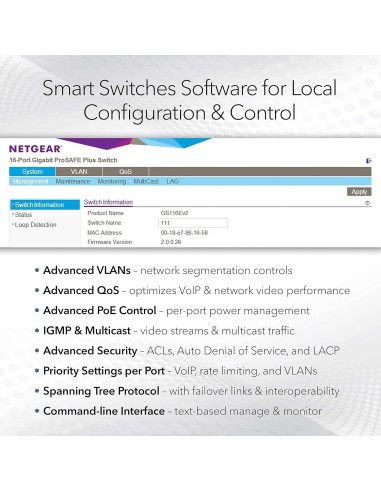 Interruptor Inteligente NETGEAR GS752TP 48 Puertos PoE+ 380W