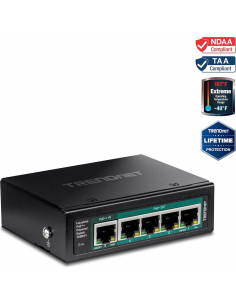 Interruptor DIN-Rail Industrial Gigabit PoE++ TRENDnet TI-B541 5 Puertos 2