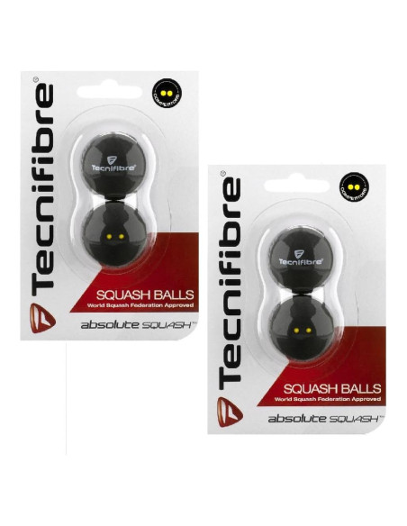 Bolas de Squash Tecnifibre Doble Punto Amarillo - 4 Unidades