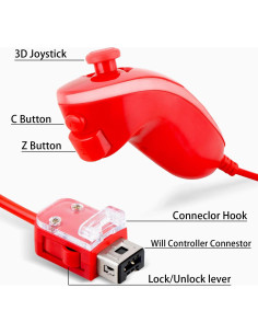 Controlador Nunchuck JRH para Wii y Wii U - 2 Piezas Azul y Rojo 2