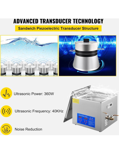 Limpiador Ultrasónico Profesional Furvveerr 15L 40kHz Digital