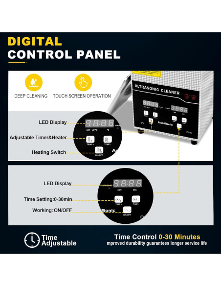Limpiador Ultrasónico 2L ACMESONIC Digital Acero Inoxidable