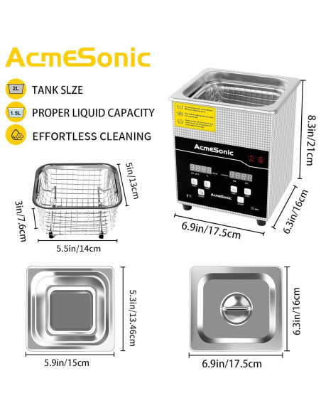 Limpiador Ultrasónico 2L ACMESONIC Digital Acero Inoxidable