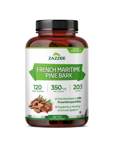 Zazzee Extracto de Pino Marítimo Francés 350mg 120 Cápsulas Veganas