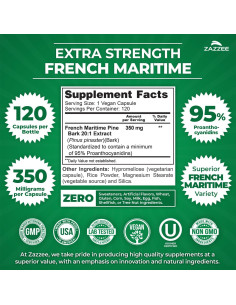 Zazzee Extracto de Pino Marítimo Francés 350mg 120 Cápsulas Veganas 2