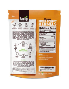 Núcleos de Albaricoque Amargo Orgánico Berrilys 453 g - Sin Aditivos 2