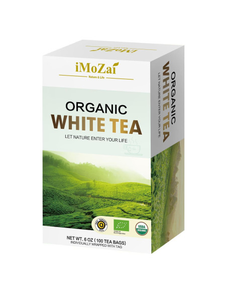 Bolsitas de Té Blanco Orgánico Imozai 100 Unidades Individuales