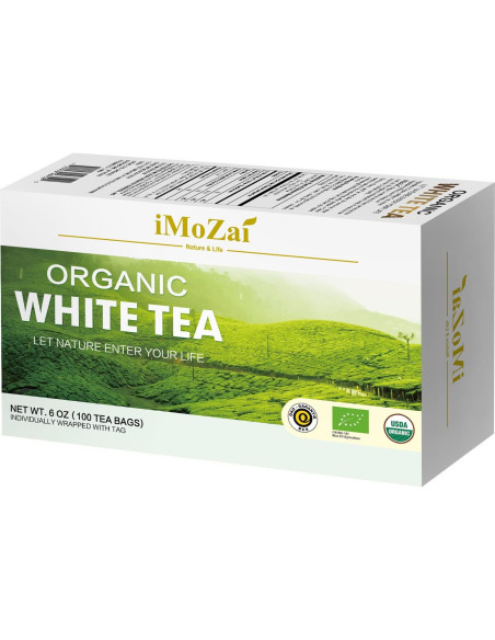 Bolsitas de Té Blanco Orgánico Imozai 100 Unidades Individuales