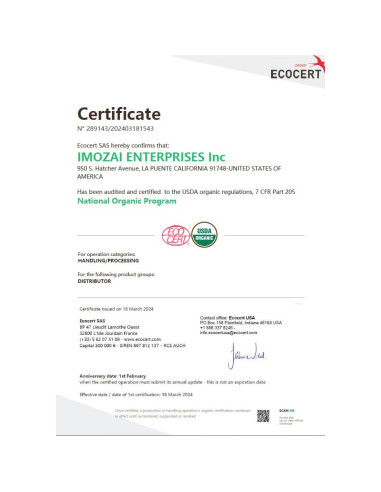 Bolsitas de Té Blanco Orgánico Imozai 100 Unidades Individuales