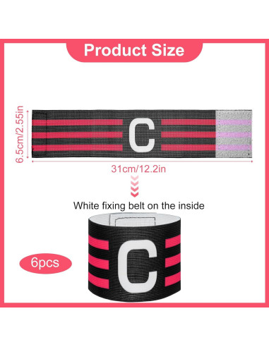 6 Brazaletes de Capitán GEEHUA Ajustables 31x6.5cm Rojo Negro