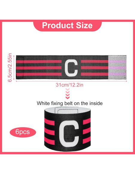 6 Brazaletes de Capitán GEEHUA Ajustables 31x6.5cm Rojo Negro