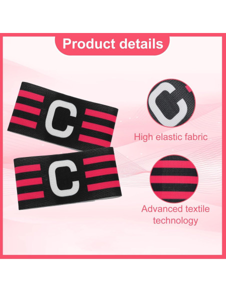 6 Brazaletes de Capitán GEEHUA Ajustables 31x6.5cm Rojo Negro