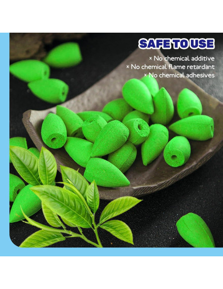 100 Conos de Incienso de Retroceso Waltool Sándalo Verde 7.1cm